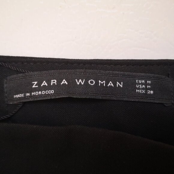 NWT Zara Women Size Medium Ladies Black Straight Leg Pants - Picture 3 of 14